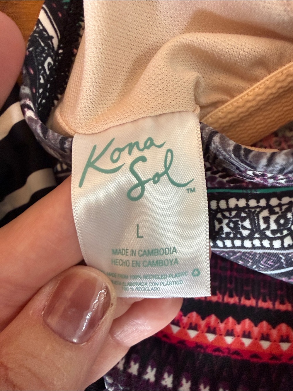 Kona Sol Tankini Swim Top Bundle Size L Black & White Stripe + Abstract Print - Picture 8 of 11